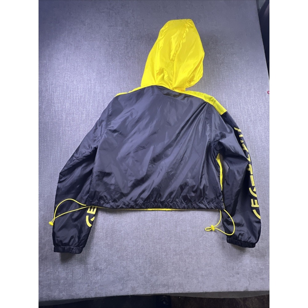 PlayStation 1/4 Zip Windbreaker Cropped Hooded Black & Yellow Women's SZ XL - Picture 8 of 9